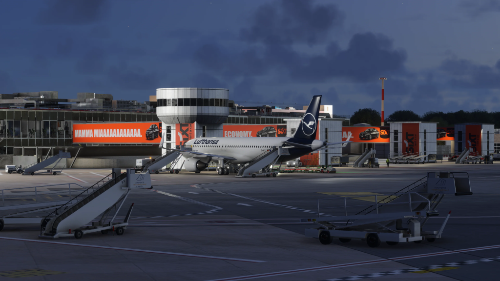 SimPixel Naples Airport terminal at night