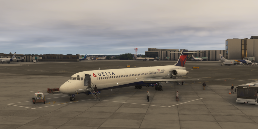 A Delta Airlines MD-88 as part of the Fly the Maddog - 20th Anniversary Edition for Microsoft Flight Simulator.
