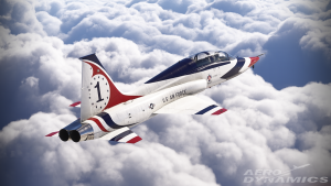 In sim view of Aero-Dynamics's T38 Talon for MSFS 2024 in Thunderbird's livery