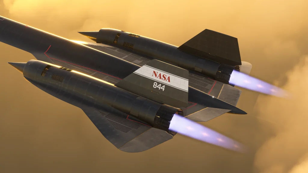 Insim view of Kwikflight Archangel Lockheed A-12 for MSFS in NASA livery
