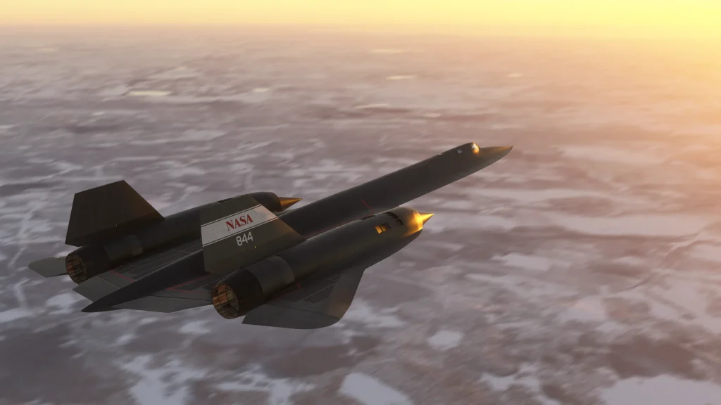 Insim view of Kwikflight Archangel Lockheed A-12 for MSFS in NASA livery