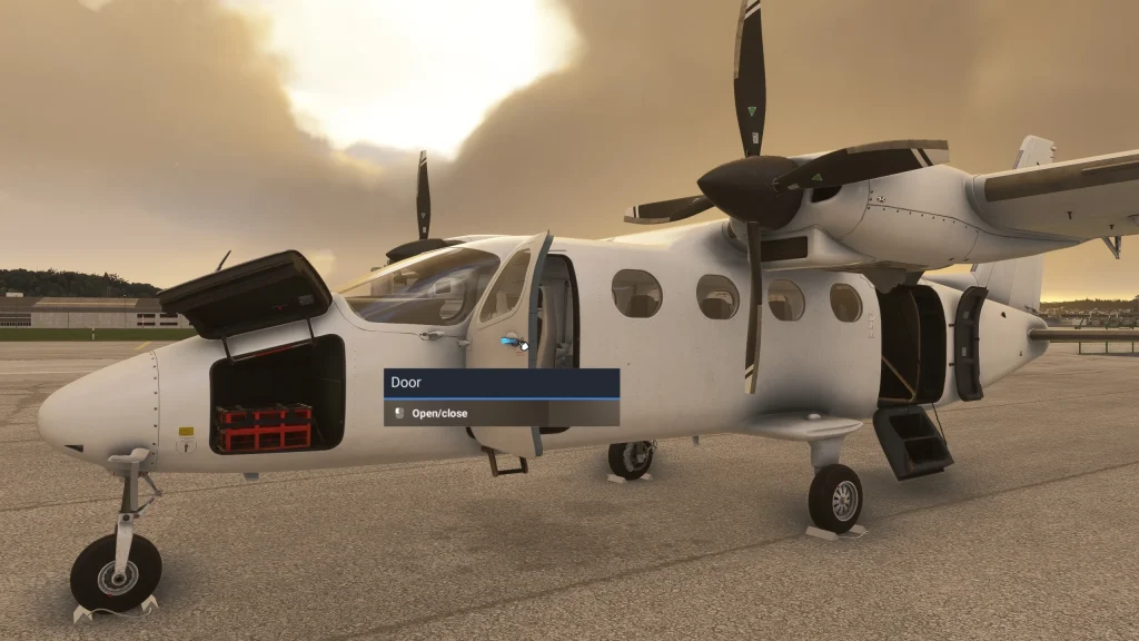 In sim view of FSS Tecnam aircraft for MSFS 2024 walkaround mode