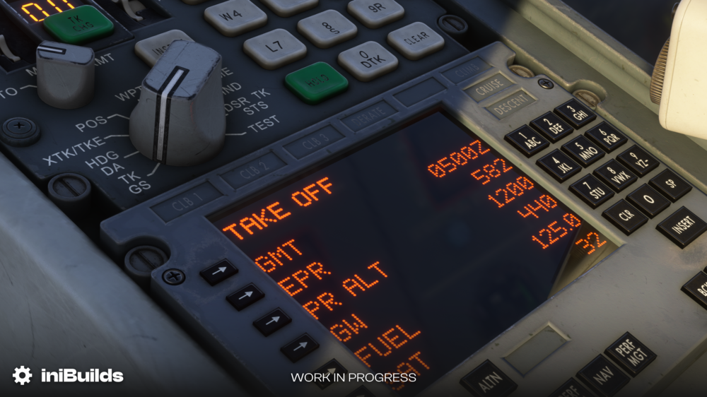 In simview of inibuilds L1011 Tristar for MSFS 2024. close up view of the Performance Managament System