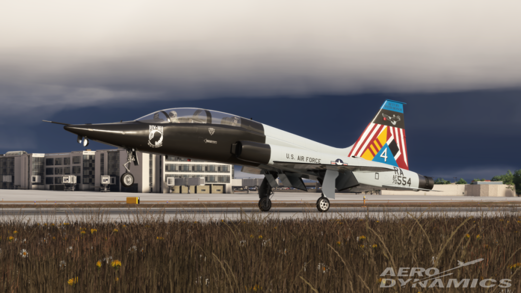 In sim view of Aero-Dynamics's T38 Talon's on the runway
