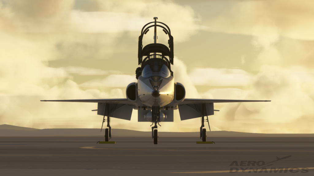 In sim view of Aero-Dynamics's T38 Talon's on the ramp with cockpit opened