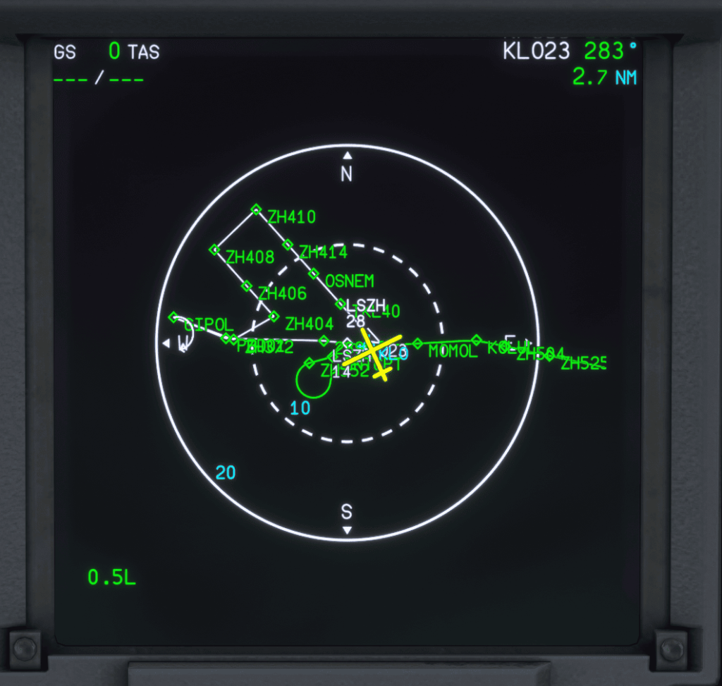 ND showing new route inserted on the SEC F-PLN