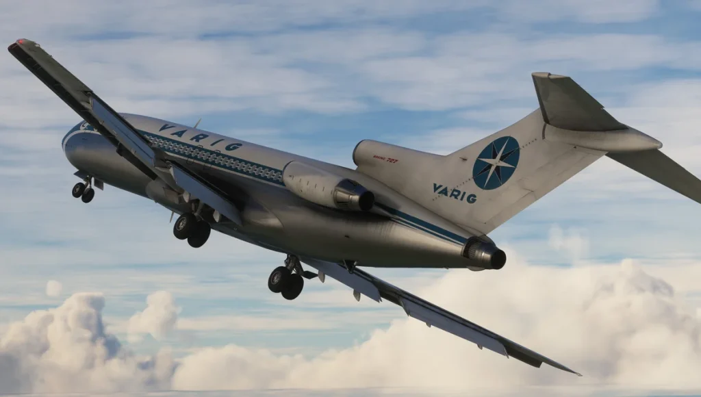 “VARIG Boeing 727 ascending with landing gear extended