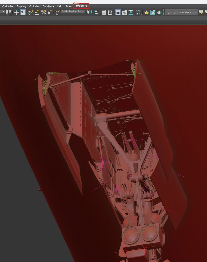 BlueBird Simulations 757 landing gear render