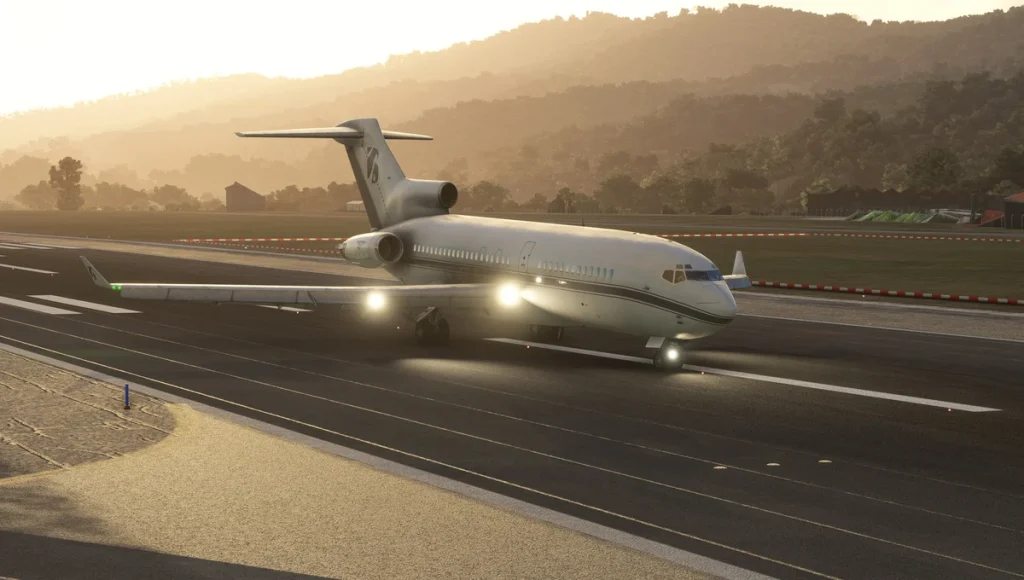 Winglet-equipped Boeing 727-100 during takeoff roll