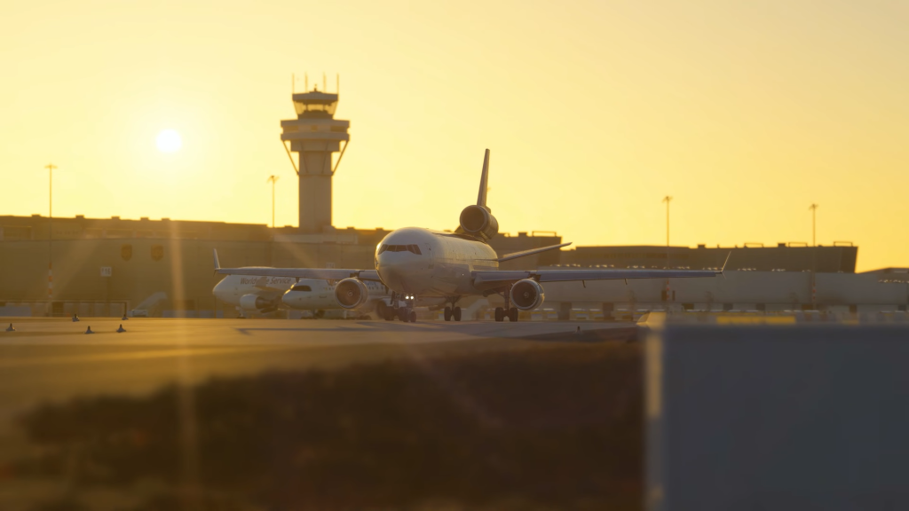 TDFi MD-11 Exterior during a sunset