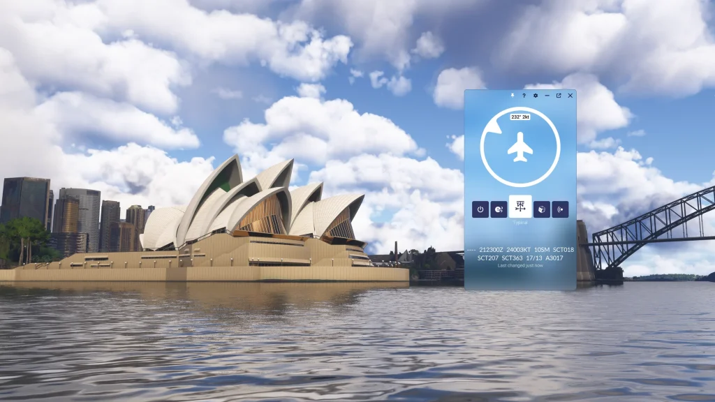 Insim view of P42's Typical weather add-on for msfs 2024