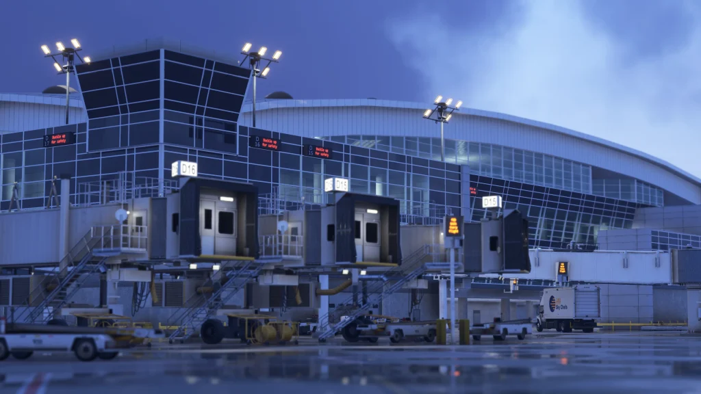 iniBuilds Dallas DFW Terminal Dusk