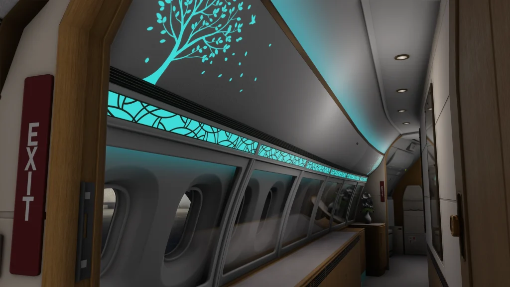 Insim view of the cabin of the inibuilds' 340 VIP for MSFS 2024