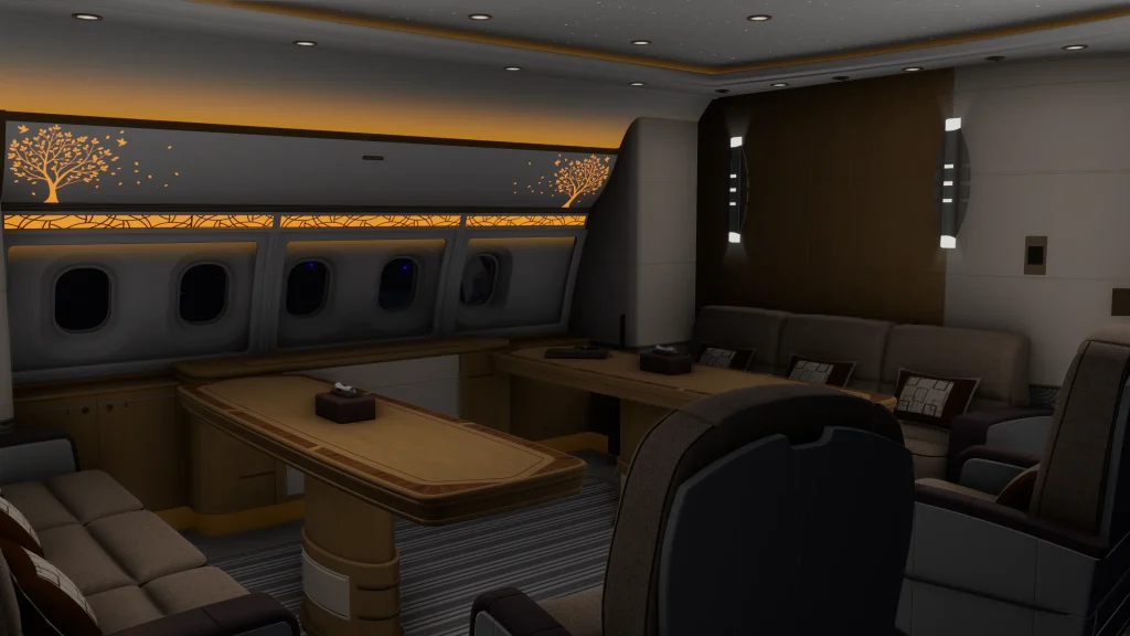 Insim view of the cabin of the inibuilds' 340 VIP for MSFS 2024