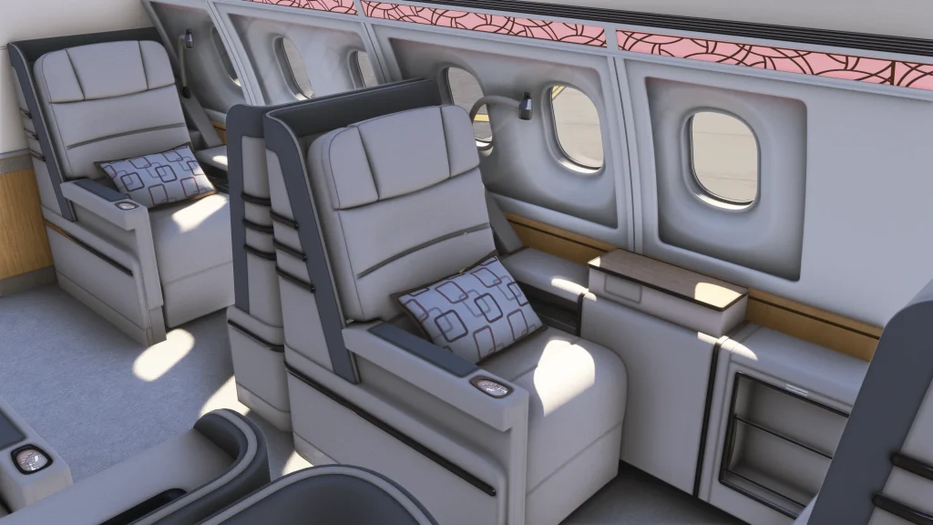 Insim view of the cabin of the inibuilds' 340 VIP for MSFS 2024