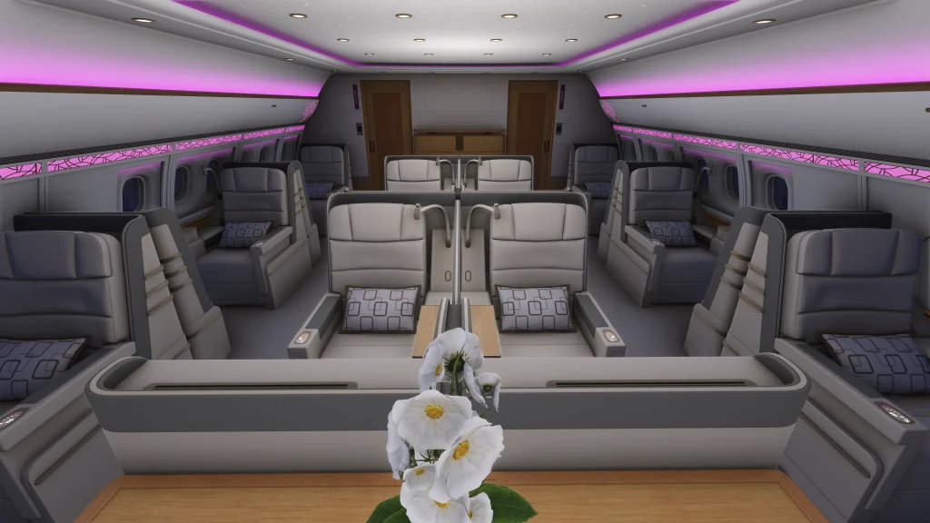 Insim view of the cabin of the inibuilds' 340 VIP for MSFS 2024