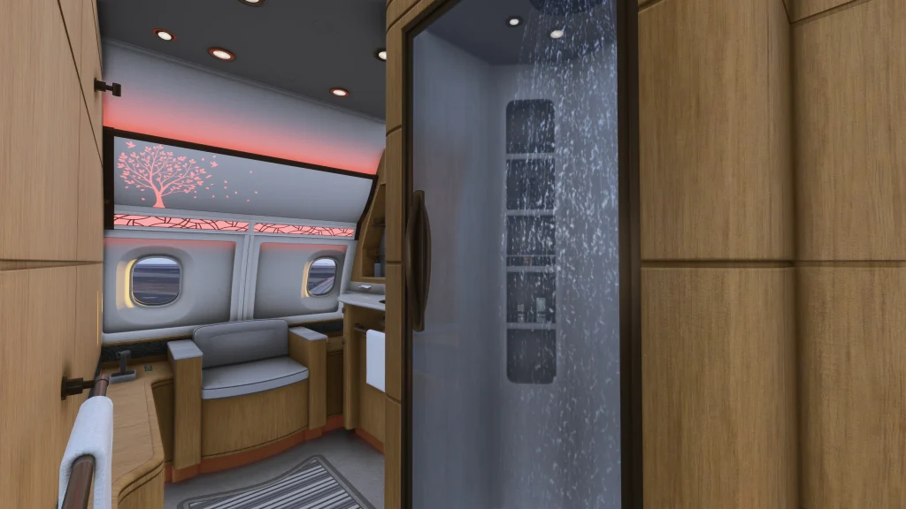 Insim view of the cabin of the inibuilds' 340 VIP for MSFS 2024