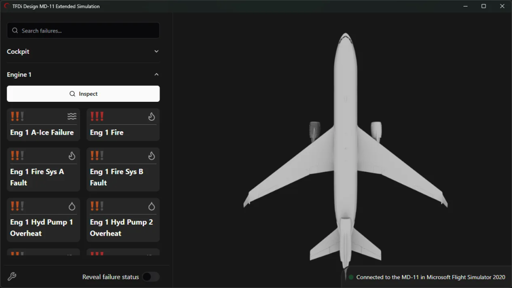 MD-11 Faliures menu