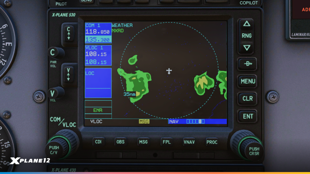 X530 NAV Screen with Weather Overlay