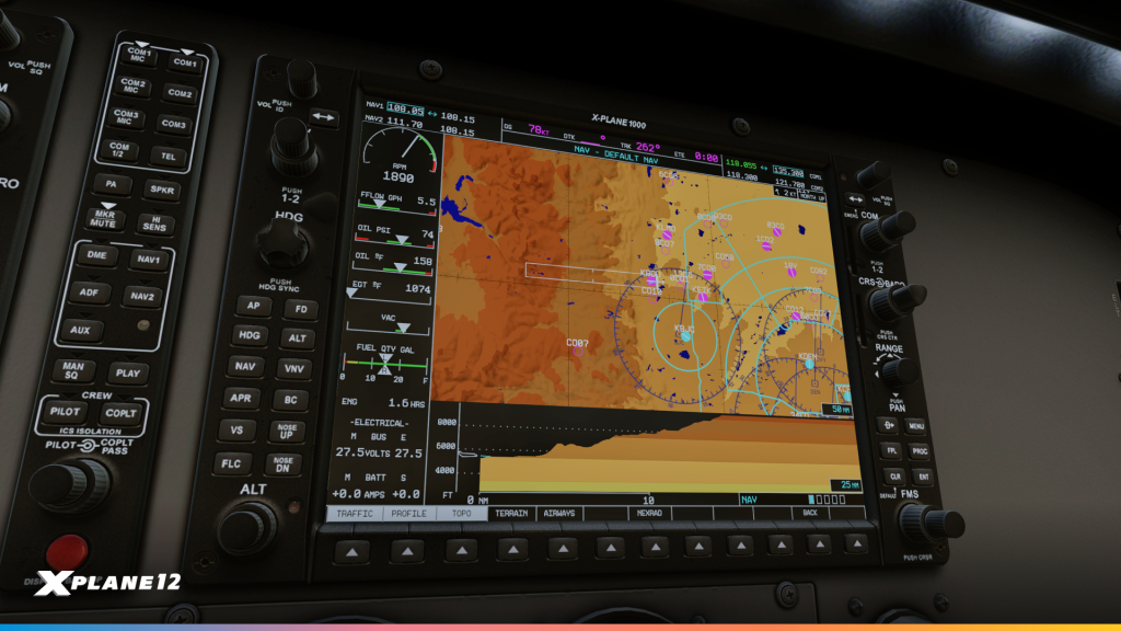 X1000 Screen Showing Terrain Profile