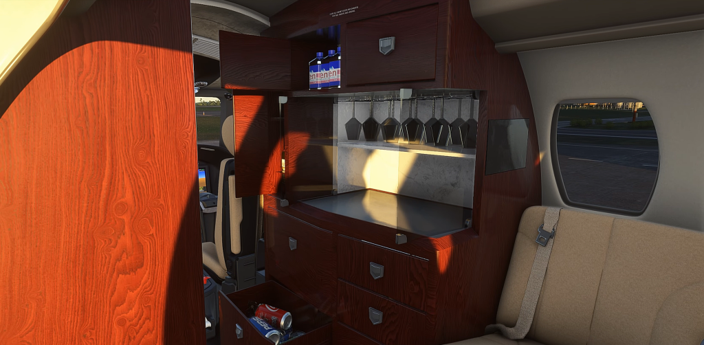 VIP cabin interior of the Cessna Citation C680 Sovereign+ by Skyward Simulations in MSFS