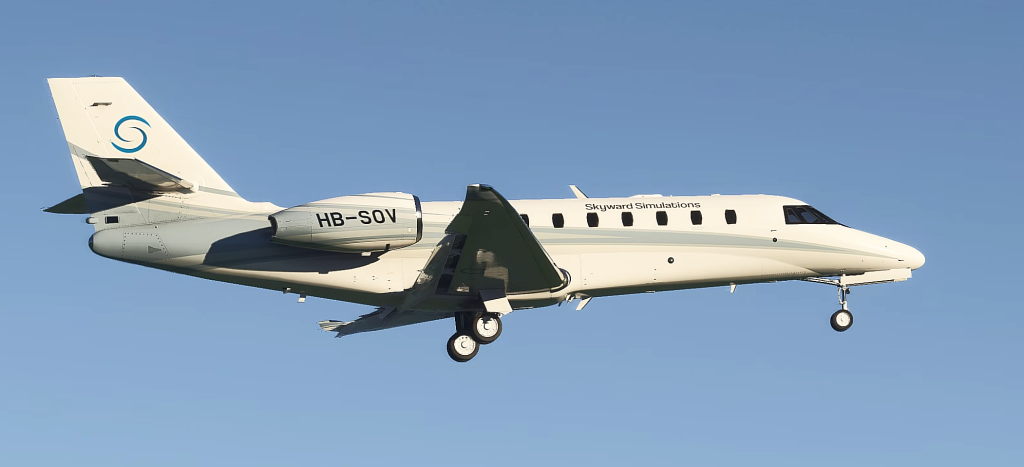 Cessna Citation C680 Sovereign+ by Skyward Simulations on approach in MSFS
