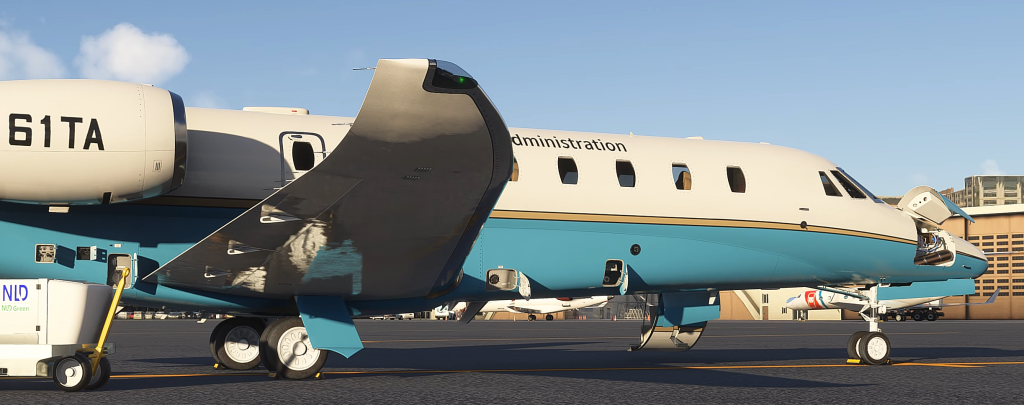 Cessna Citation C680 Sovereign+ by Skyward Simulations parked on airport ramp in MSFS