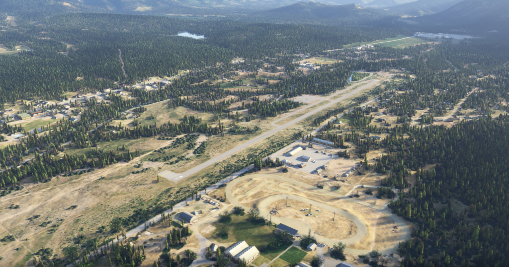 Hayfork Airport F62 aerial view runway valley terrain MSFS 2024 Orbx