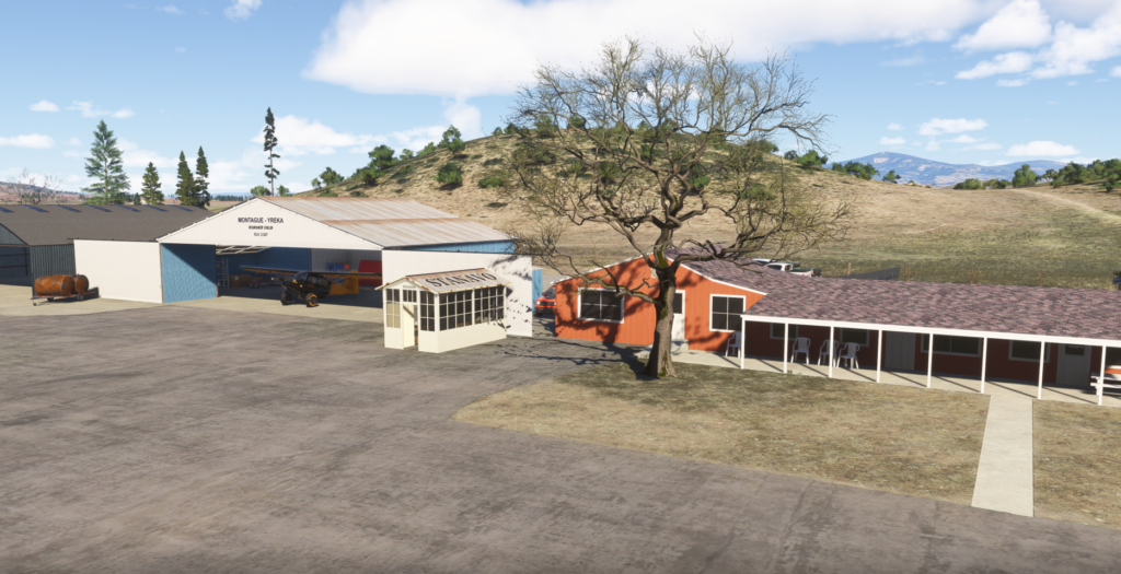 Montague-Yreka Airport general aviation area hangars MSFS 2024 Orbx scenery