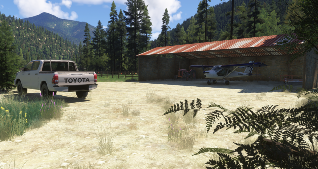 Nordheimer Creek Ranch CA107 bush airstrip hangar forest MSFS 2024 Orbx