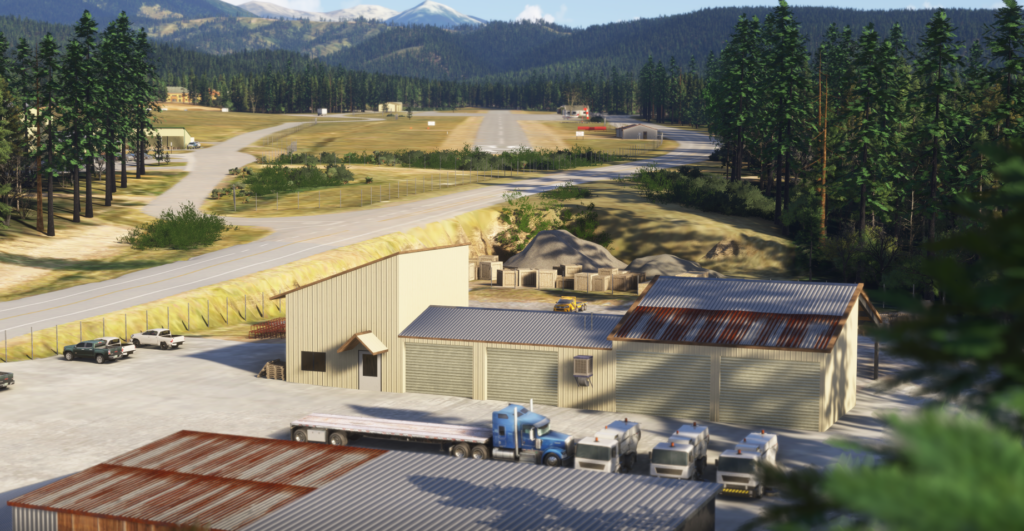 Weaverville Airport O54 runway and buildings Trinity Alps MSFS 2024 scenery
