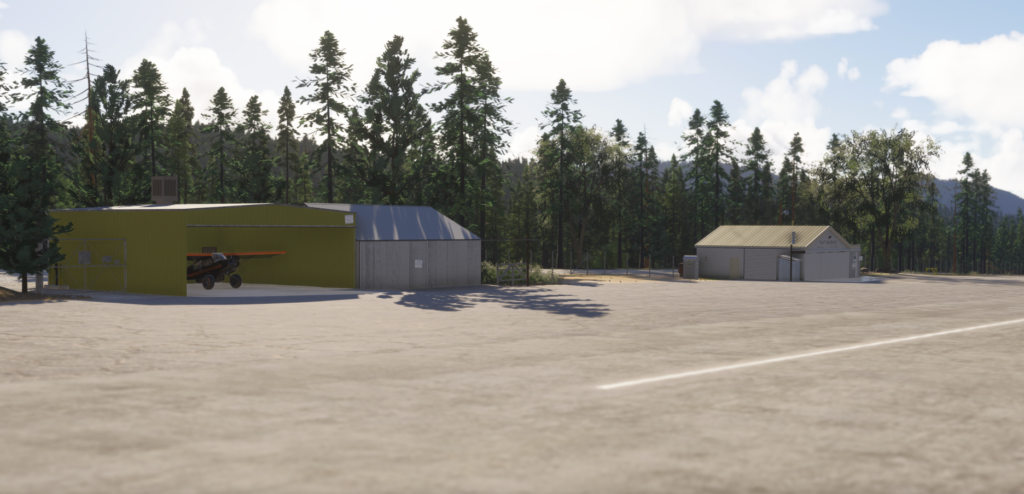 Weaverville Airport hangars and apron detailed scenery MSFS 2024 Orbx