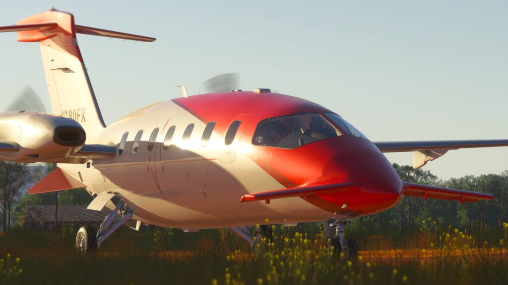 FlightFX Piaggio P.180 Avanti II passenger cabin interior in Microsoft Flight Simulator 2024