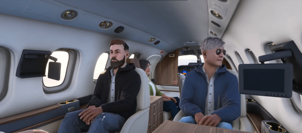 FlightFX Piaggio P.180 Avanti II passenger cabin interior in Microsoft Flight Simulator 2024