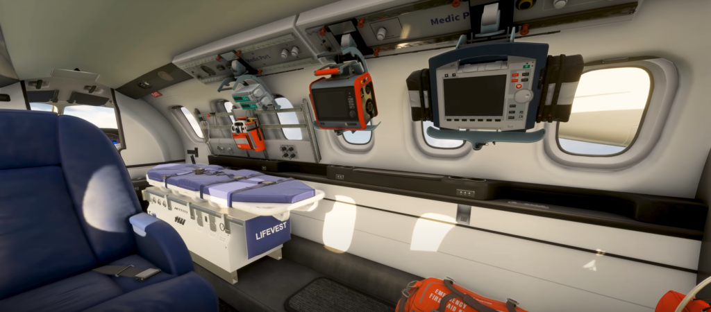FlightFX Piaggio P.180 Avanti II Medevac cabin configuration in MSFS 2024