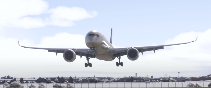 iniBuilds Airbus A350 Airliner landing in Microsoft Flight Simulator after latest v1.2.3 update