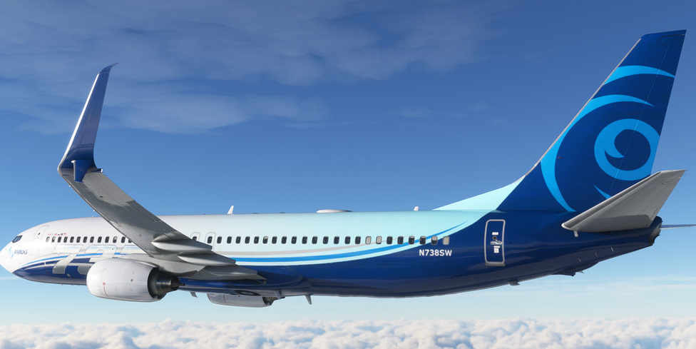 PMDG Boeing 737NG aircraft flying in Microsoft Flight Simulator 2024