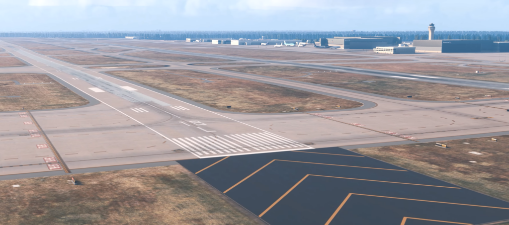 KDFW runway overview MSFS 2024 iniBuilds airport scenery showing updated surface textures