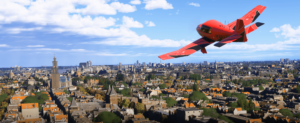 MSFS 2024 aircraft flying over Netherlands city with detailed scenery from City Update 14