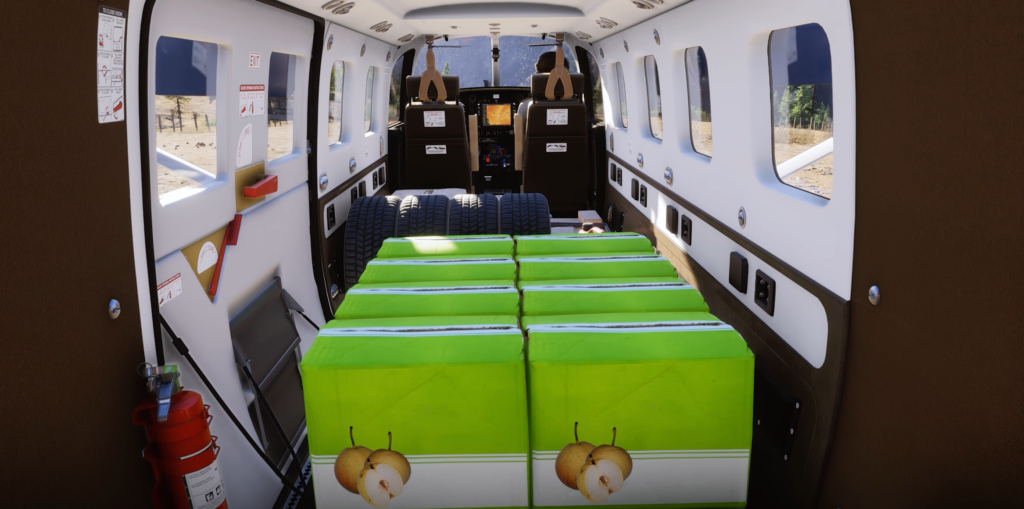 Kodiak 100 MSFS 2024 by SimWorks Studios cargo interior layout with detailed cabin