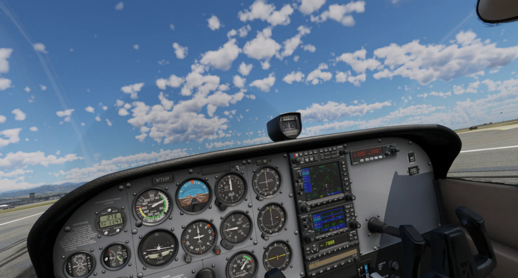 Laminar Research Cessna 172 cockpit instruments and avionics in X-Plane