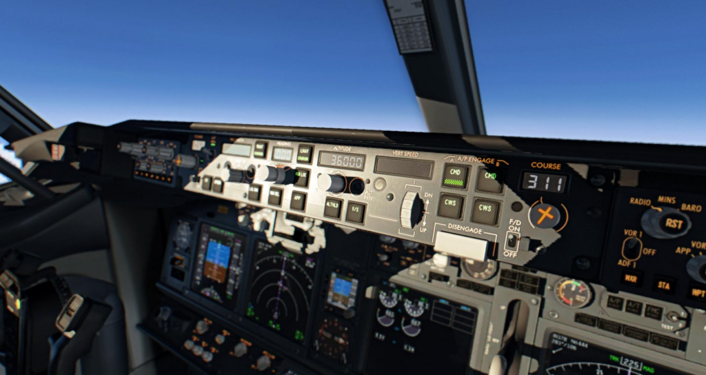 Zibo Boeing 737-800 cockpit autopilot panel in X-Plane 12