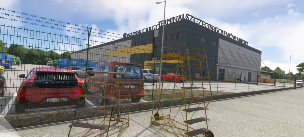 Cargo and service area at Szczecin Goleniów Airport EPSC in MSFS 2024 by Drzewiecki Design