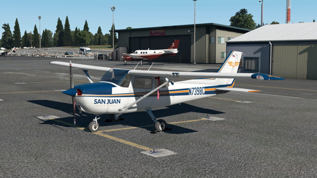 Laminar Research Cessna 172 parked at airport in X-Plane 12
