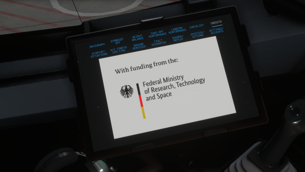 Aerosoft/ToLiss A340-600 MSFS 2024 EFB Credits German Ministry of Research