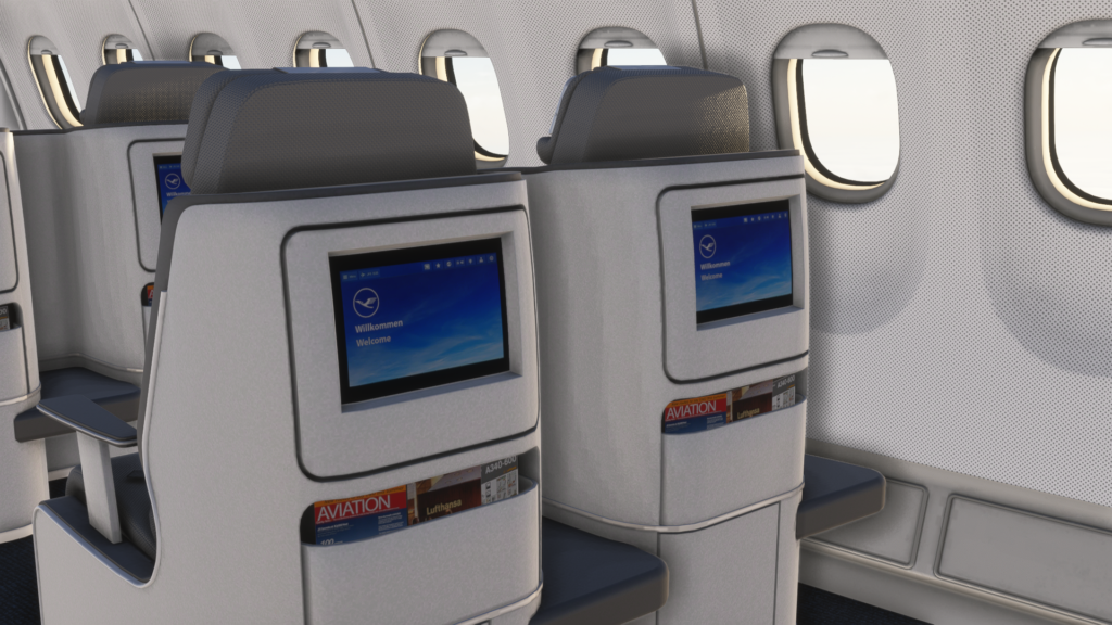 Aerosoft/ToLiss A340-600 MSFS 2024 cabin interior IFE