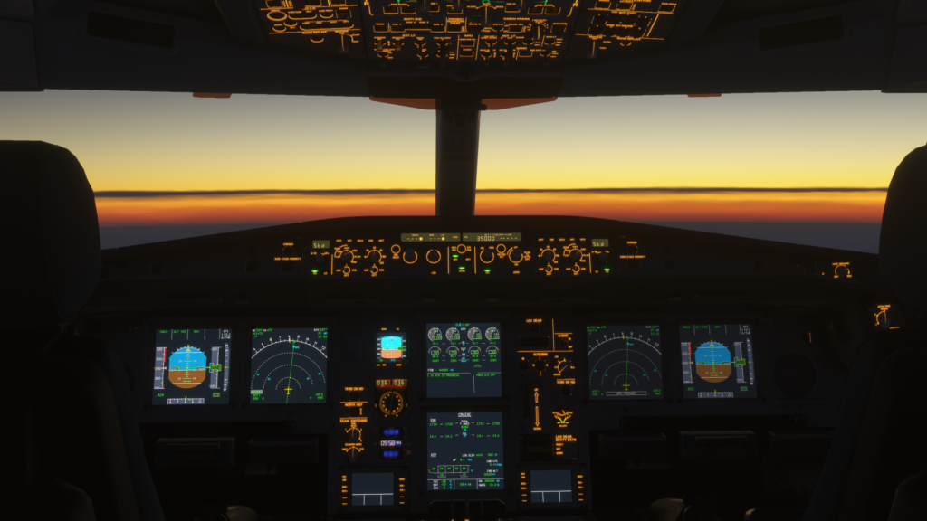 Aerosoft A340-600 Update Cockpit at Dusk