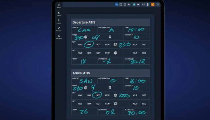 Navigraph Charts Scratchpads ATIS weather template