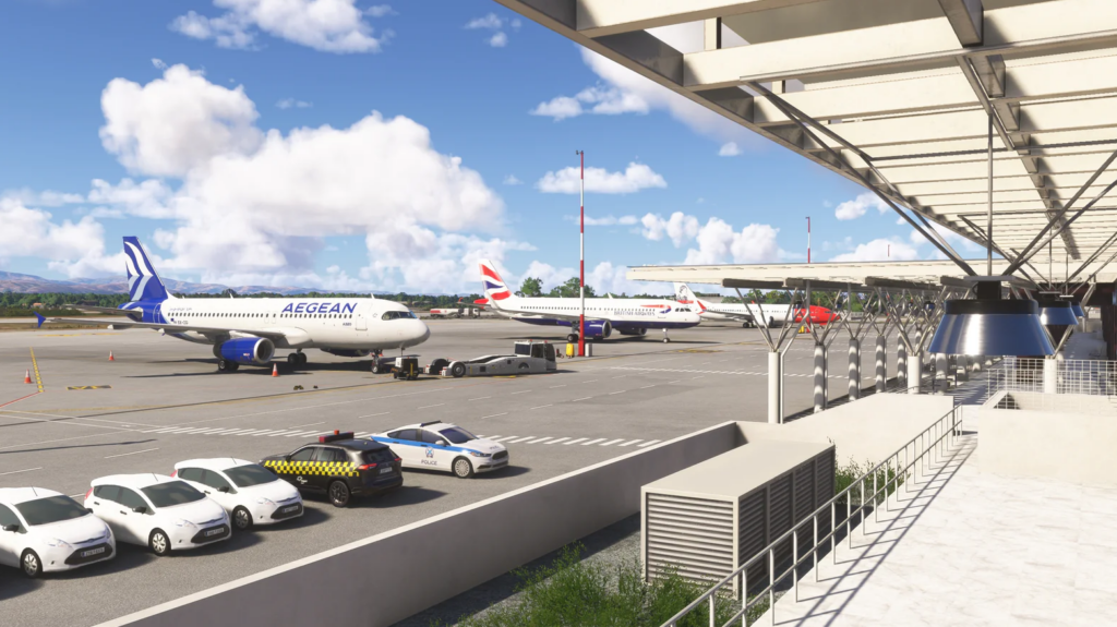 Apron and terminal area at Chania Airport LGSA recreated by 29Palms for Microsoft Flight Simulator 2024