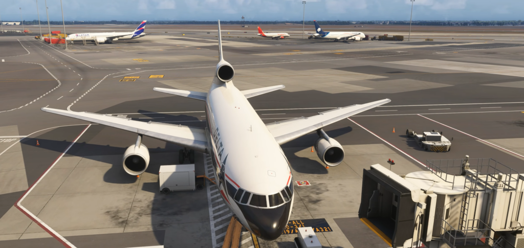 iniBuilds TriStar L1011 exterior at airport in Microsoft Flight Simulator 2024